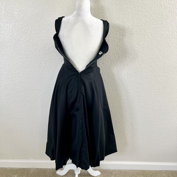 Vintage Lilli Diamond 1960s Black Chiffon Lace Bubble Bow Detail Pencil Dress - Picture 10 of 16